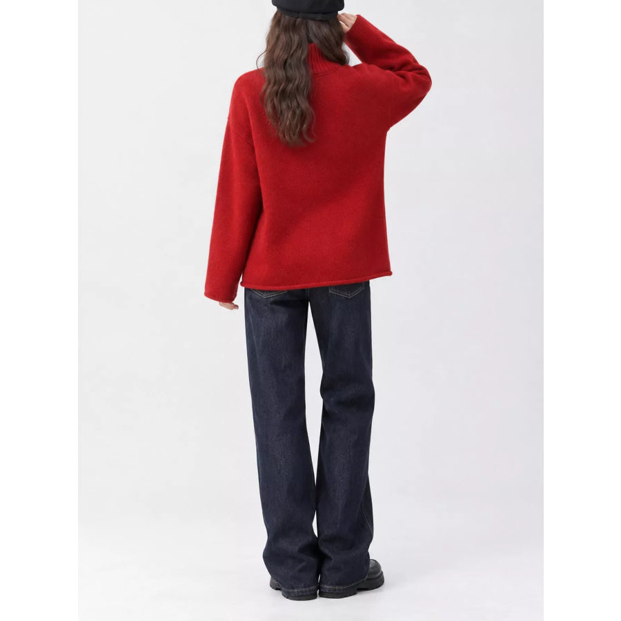 Turtleneck Dropped Shoulder Sweater Apparel and Accessories
