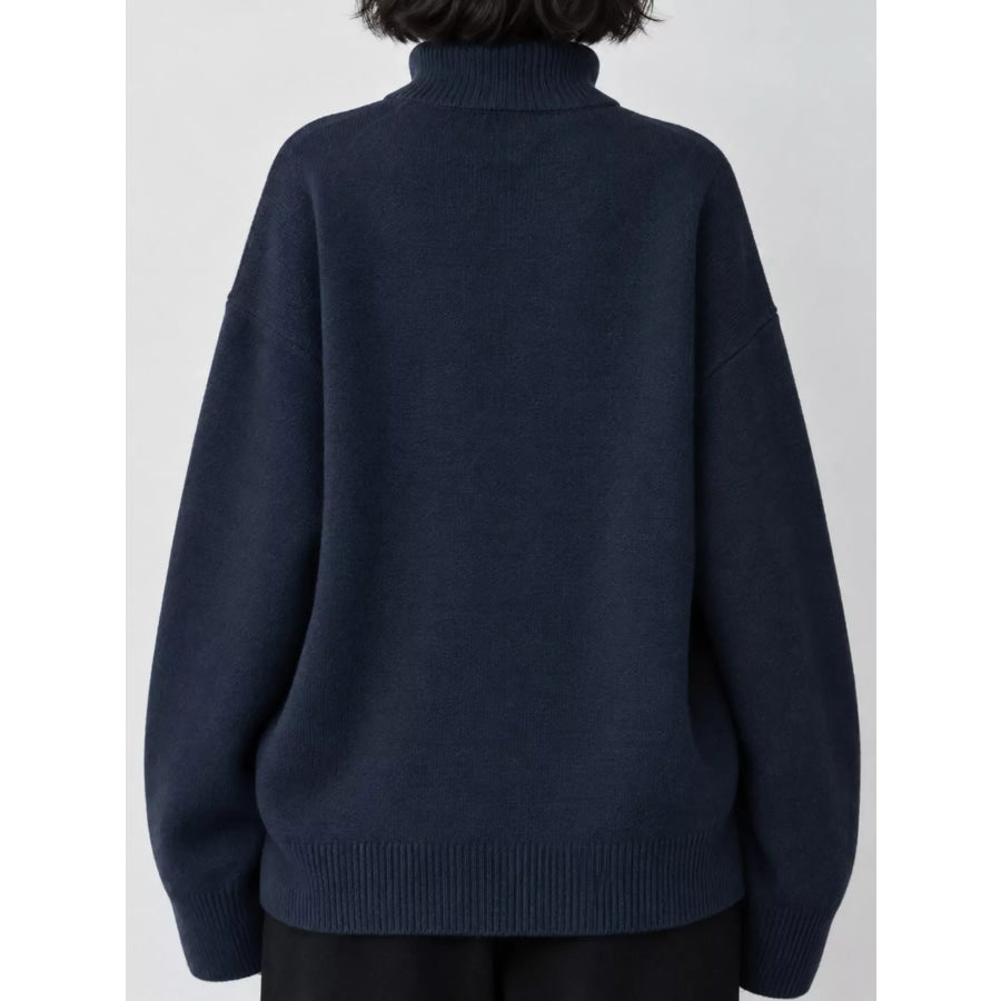 Turtleneck Dropped Shoulder Sweater Apparel and Accessories