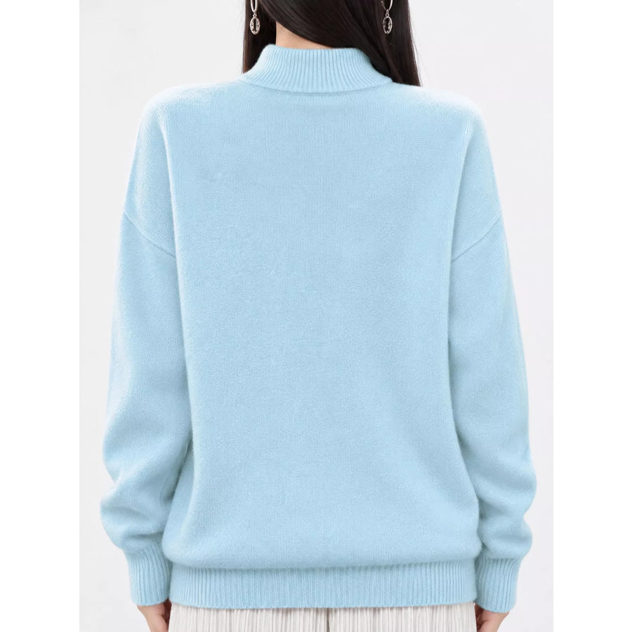 Turtleneck Dropped Shoulder Sweater Apparel and Accessories