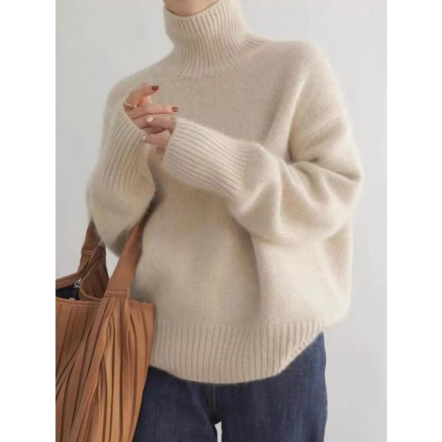 Turtleneck Dropped Shoulder Sweater Apparel and Accessories