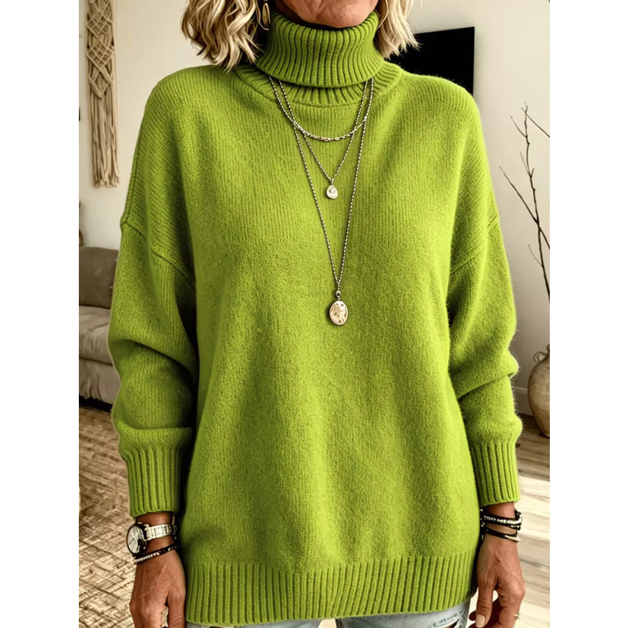 Turtleneck Dropped Shoulder Sweater Apparel and Accessories