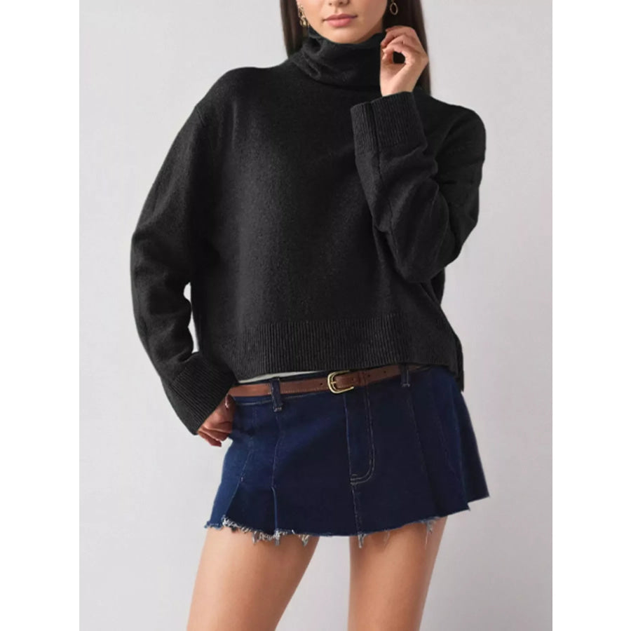 Turtleneck Dropped Shoulder Sweater Apparel and Accessories
