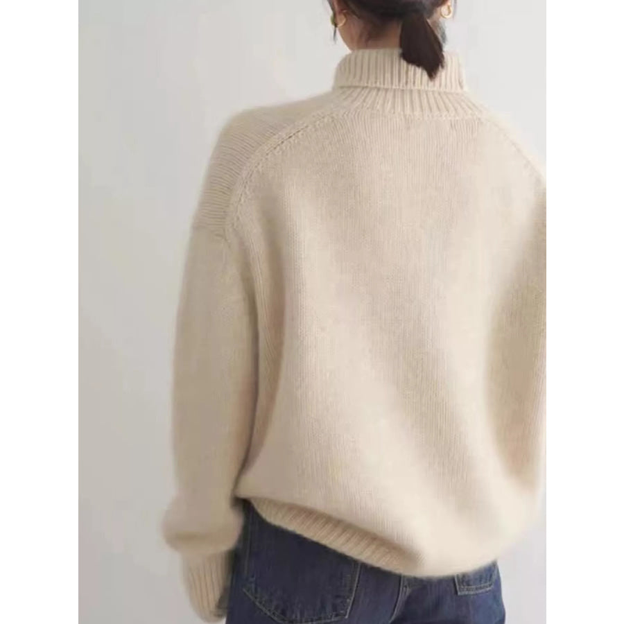 Turtleneck Dropped Shoulder Sweater Apparel and Accessories