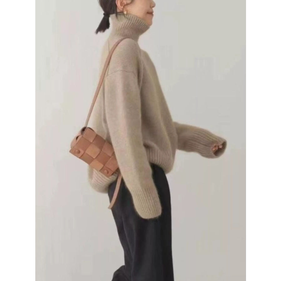 Turtleneck Dropped Shoulder Sweater Apparel and Accessories