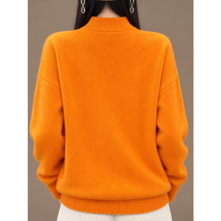 Turtleneck Dropped Shoulder Sweater Apparel and Accessories