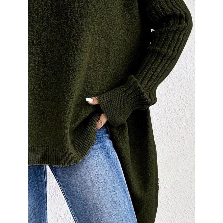 Turtleneck Dropped Shoulder Sweater Apparel and Accessories