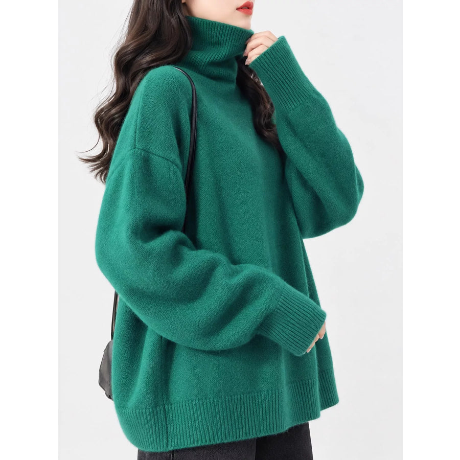 Turtleneck Dropped Shoulder Sweater Apparel and Accessories
