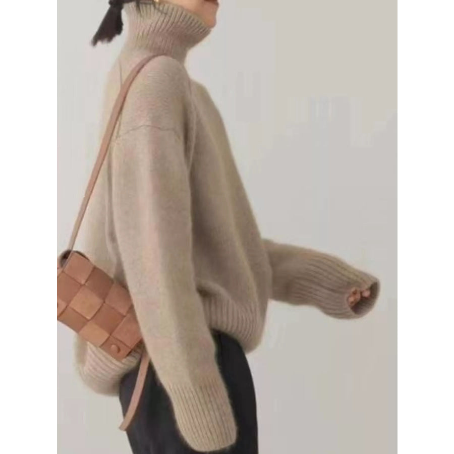 Turtleneck Dropped Shoulder Sweater Apparel and Accessories