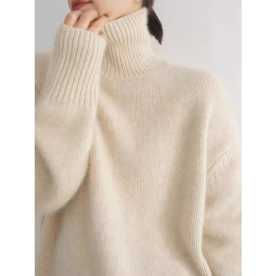 Turtleneck Dropped Shoulder Sweater Apparel and Accessories