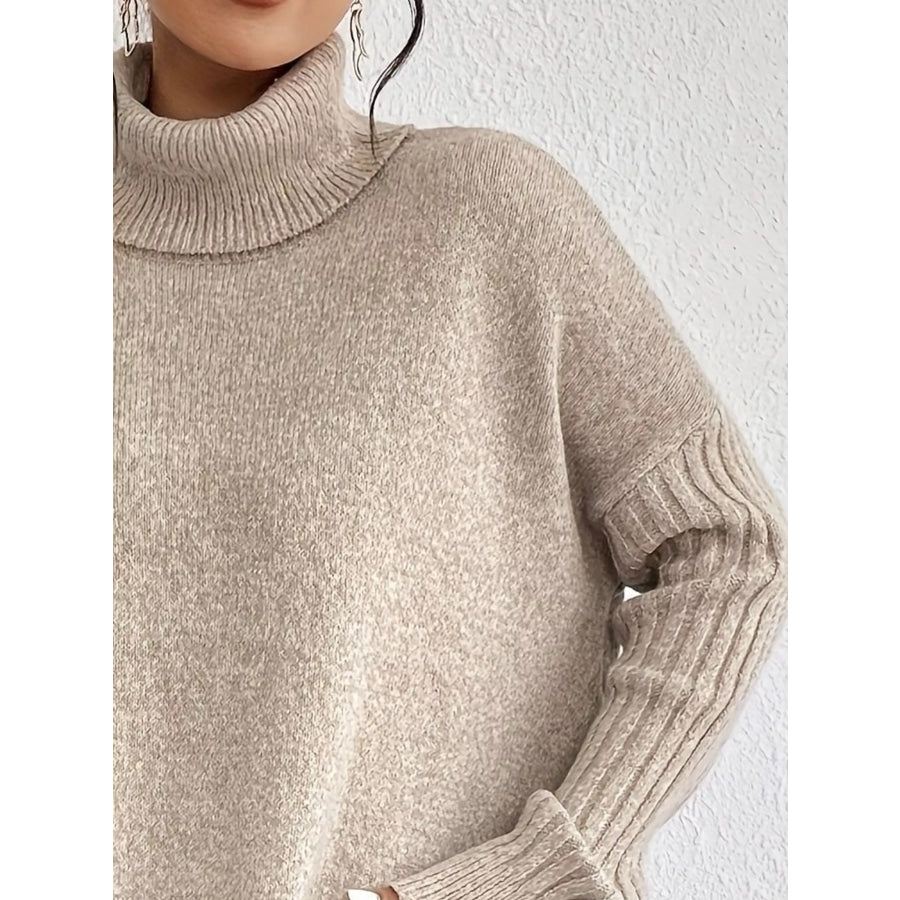 Turtleneck Dropped Shoulder Sweater Apparel and Accessories