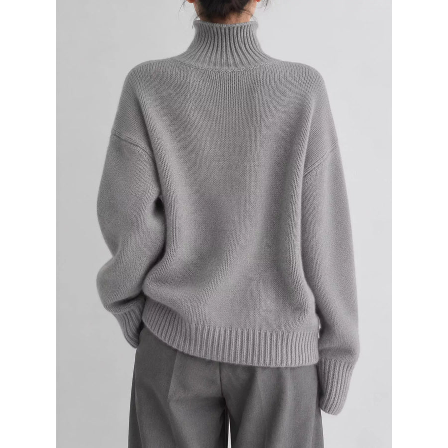 Turtleneck Dropped Shoulder Sweater Apparel and Accessories