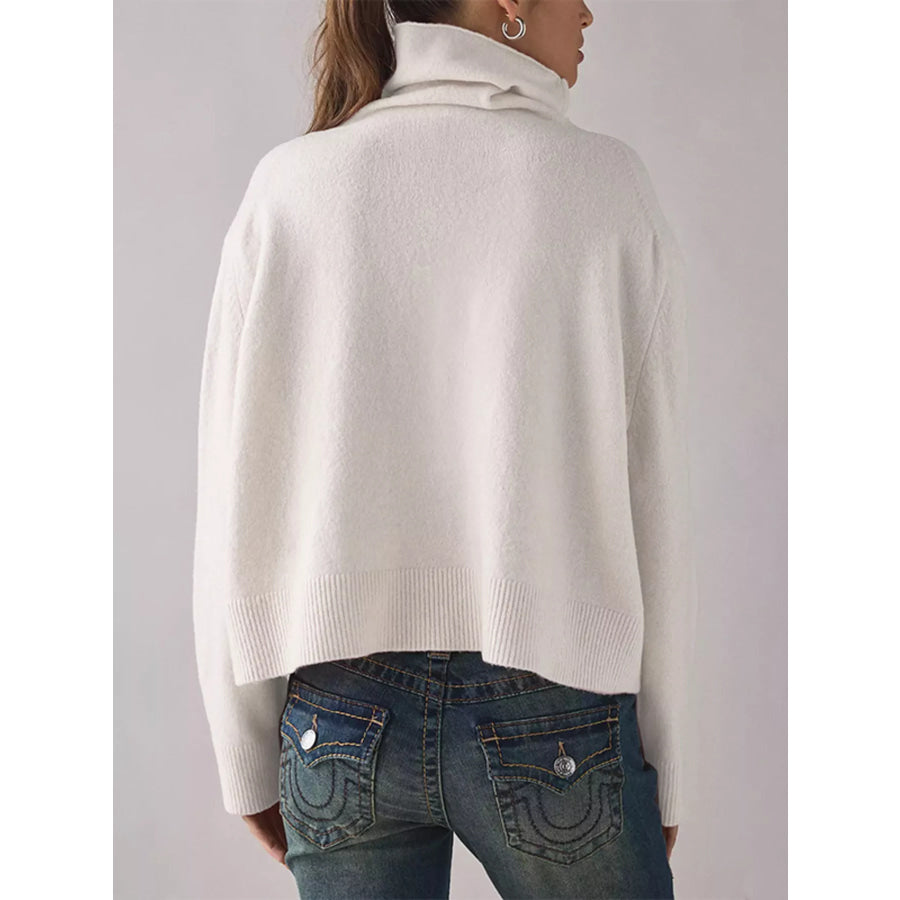 Turtleneck Dropped Shoulder Sweater Apparel and Accessories