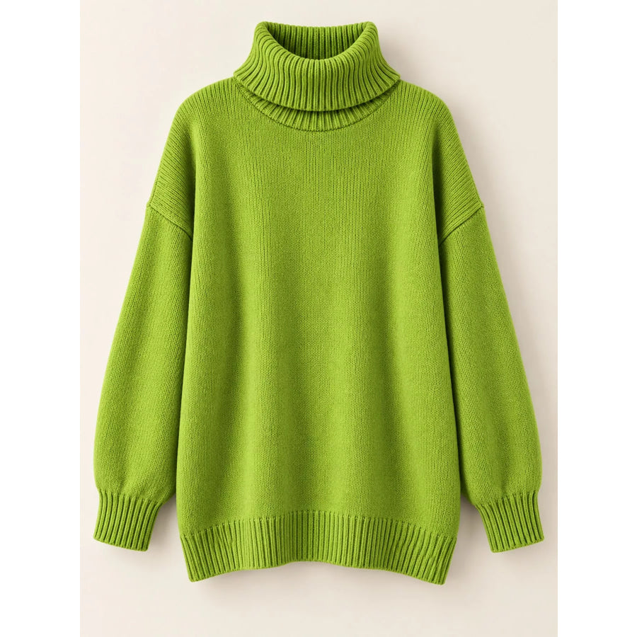 Turtleneck Dropped Shoulder Sweater Apparel and Accessories