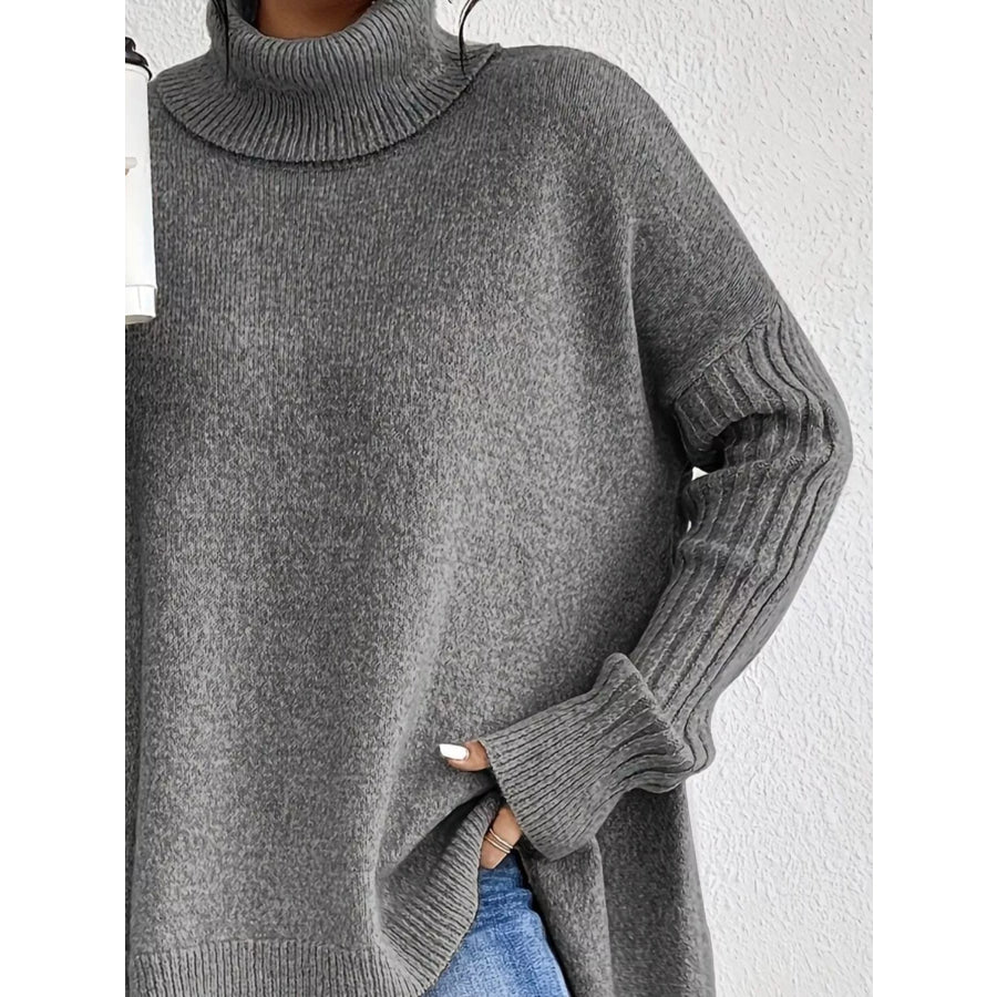 Turtleneck Dropped Shoulder Sweater Apparel and Accessories