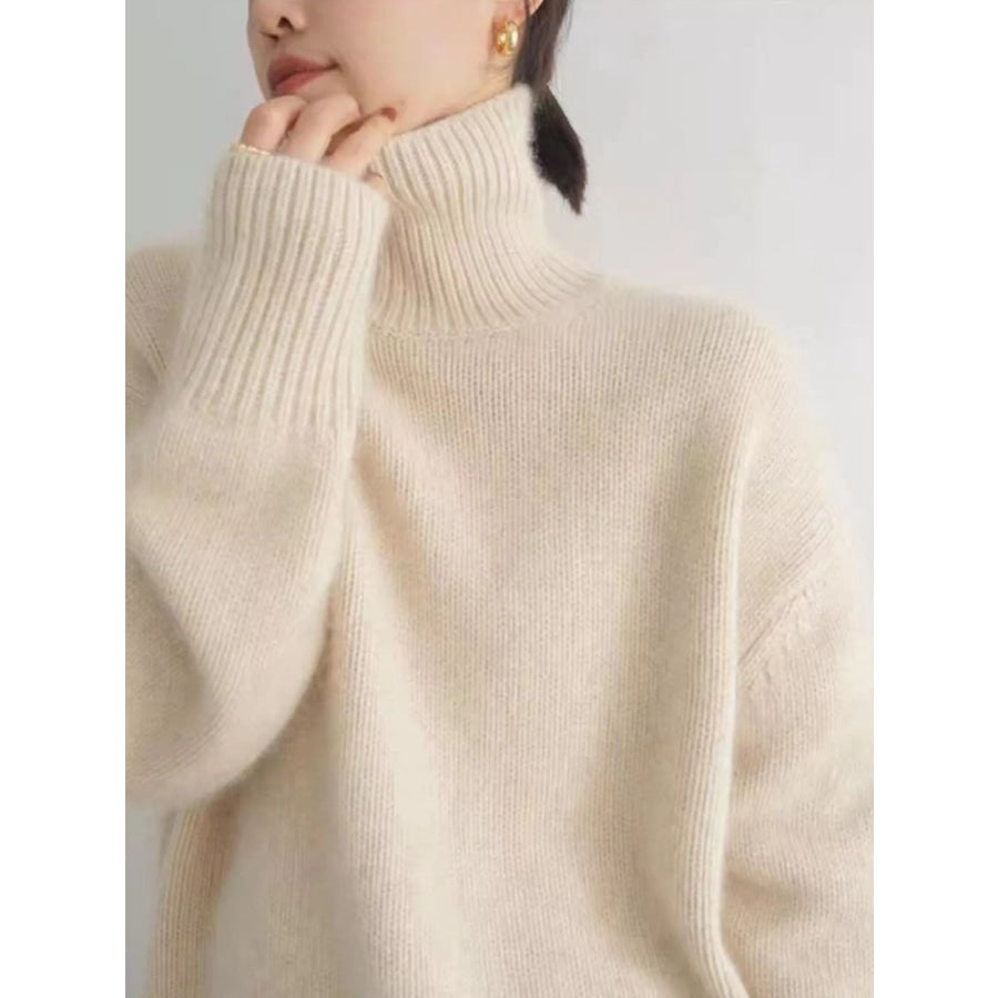 Turtleneck Dropped Shoulder Sweater Apparel and Accessories