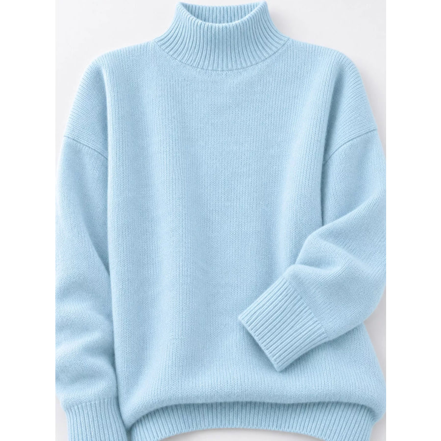 Turtleneck Dropped Shoulder Sweater Apparel and Accessories