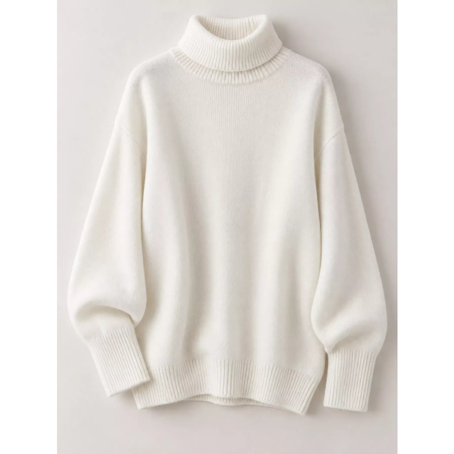 Turtleneck Dropped Shoulder Sweater Apparel and Accessories