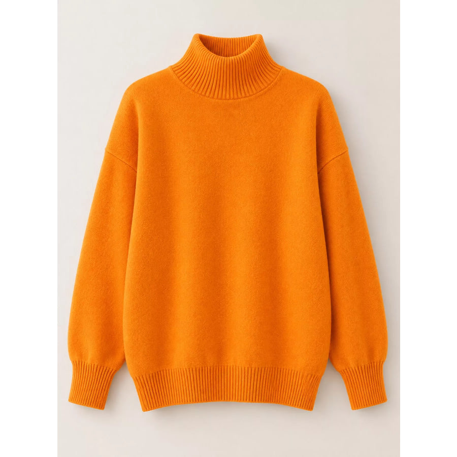 Turtleneck Dropped Shoulder Sweater Apparel and Accessories