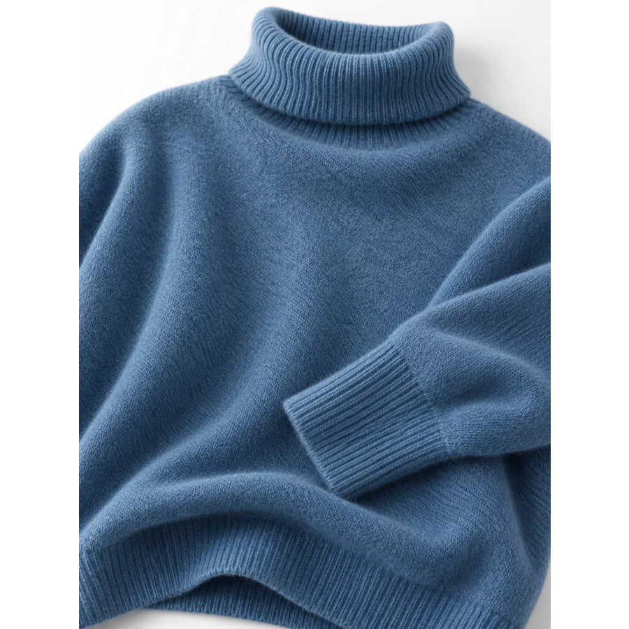Turtleneck Dropped Shoulder Sweater Apparel and Accessories