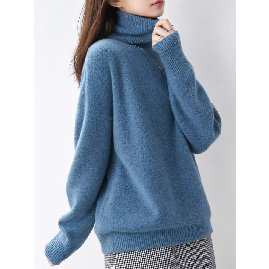 Turtleneck Dropped Shoulder Sweater Apparel and Accessories