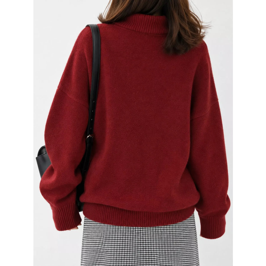 Turtleneck Dropped Shoulder Sweater Apparel and Accessories