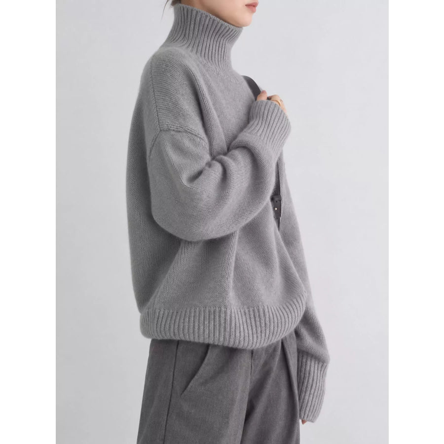 Turtleneck Dropped Shoulder Sweater Apparel and Accessories