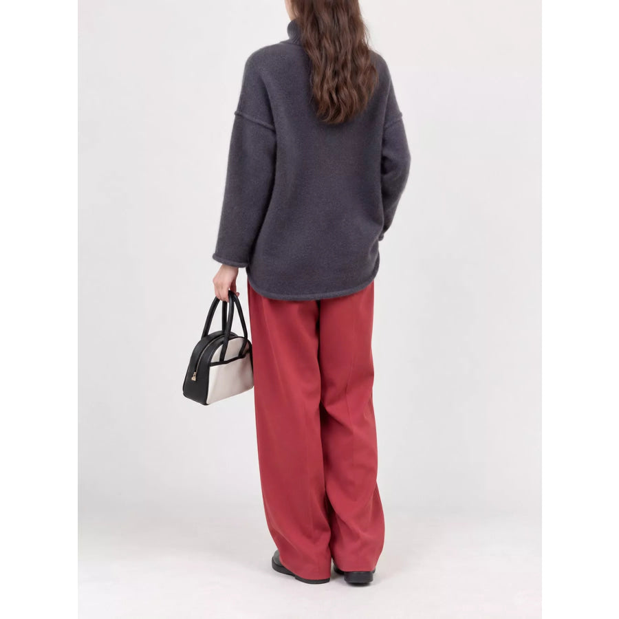 Turtleneck Dropped Shoulder Sweater Apparel and Accessories