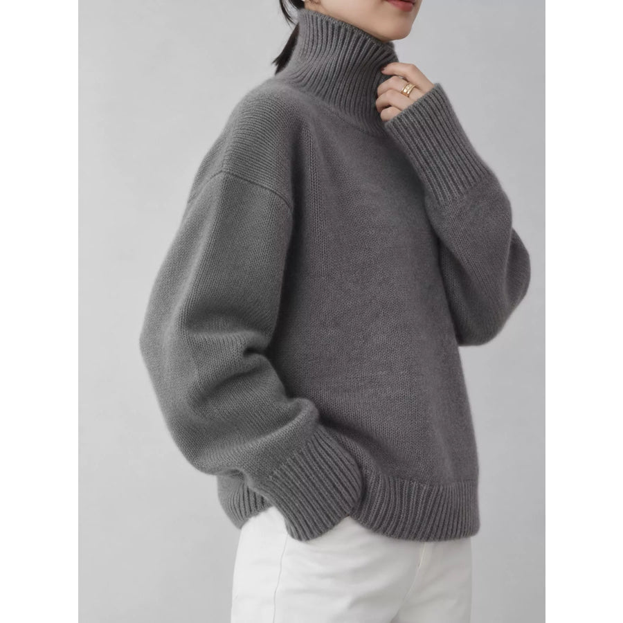 Turtleneck Dropped Shoulder Sweater Apparel and Accessories