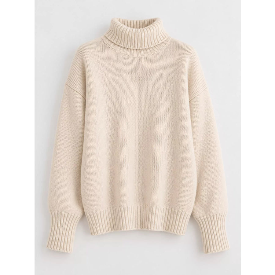 Turtleneck Dropped Shoulder Sweater Apparel and Accessories
