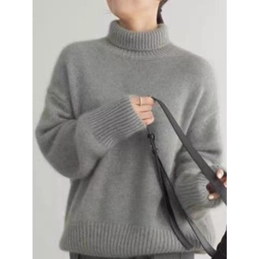 Turtleneck Dropped Shoulder Sweater Apparel and Accessories