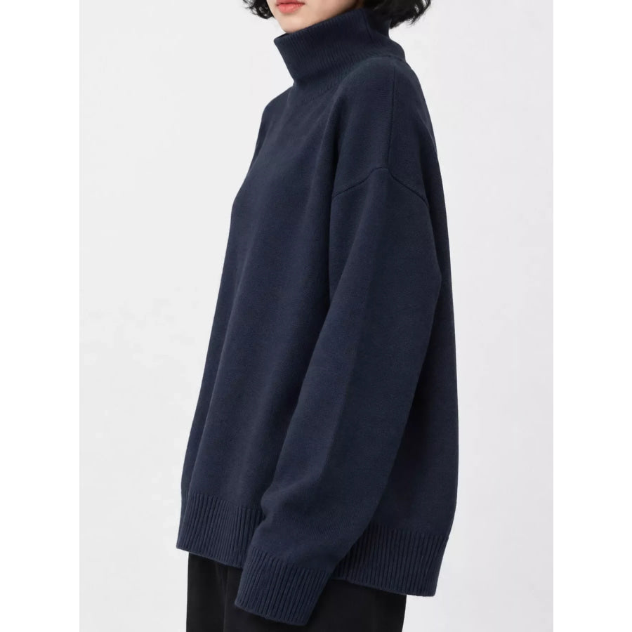 Turtleneck Dropped Shoulder Sweater Apparel and Accessories