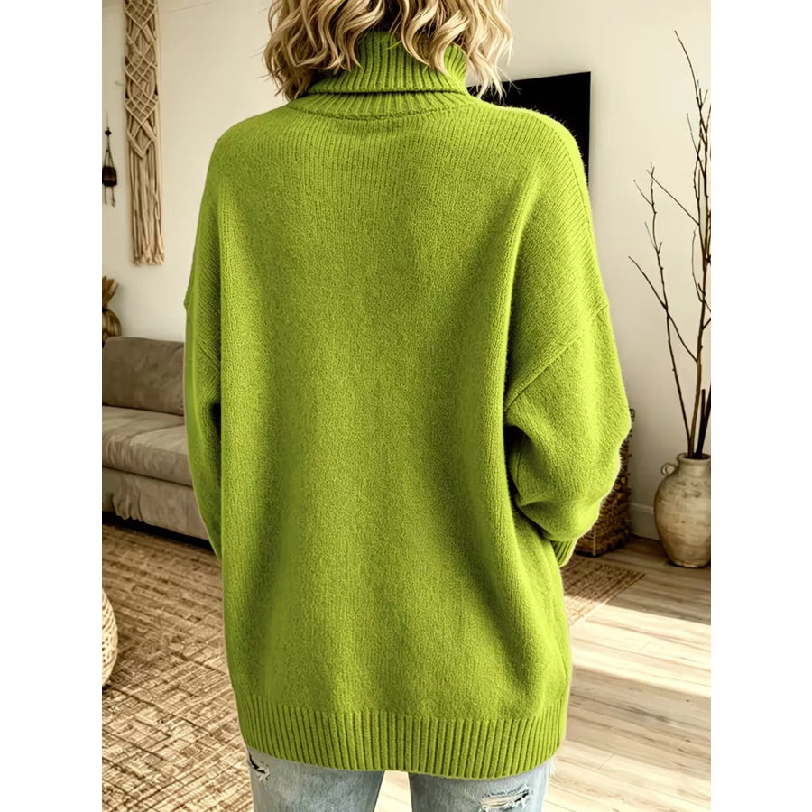 Turtleneck Dropped Shoulder Sweater Apparel and Accessories
