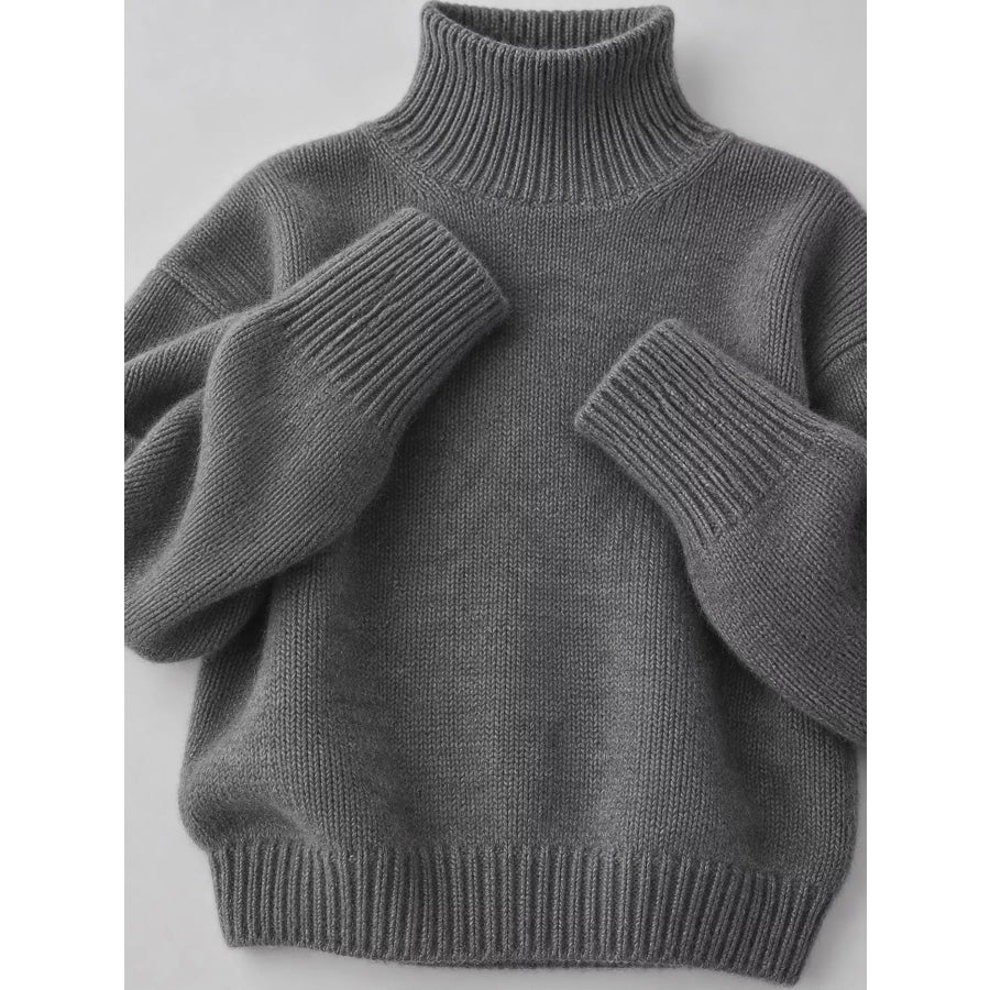 Turtleneck Dropped Shoulder Sweater Apparel and Accessories