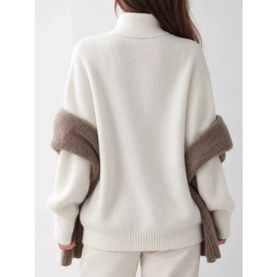 Turtleneck Dropped Shoulder Sweater Apparel and Accessories
