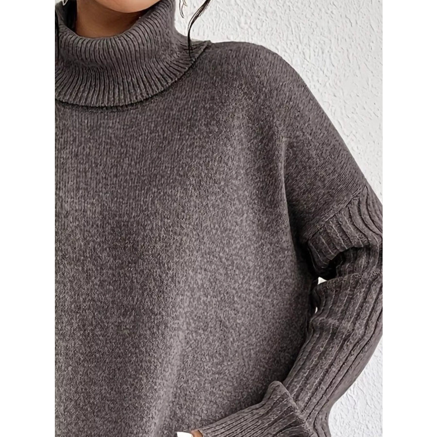 Turtleneck Dropped Shoulder Sweater Apparel and Accessories