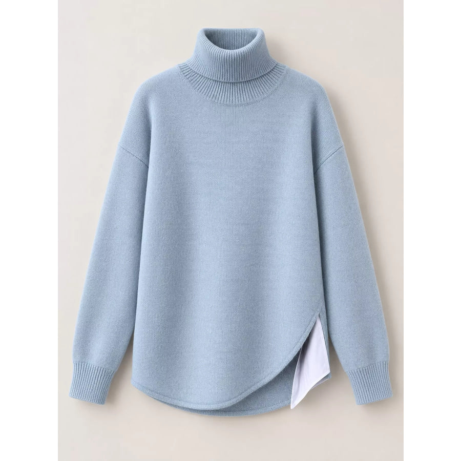 Turtleneck Dropped Shoulder Sweater Apparel and Accessories