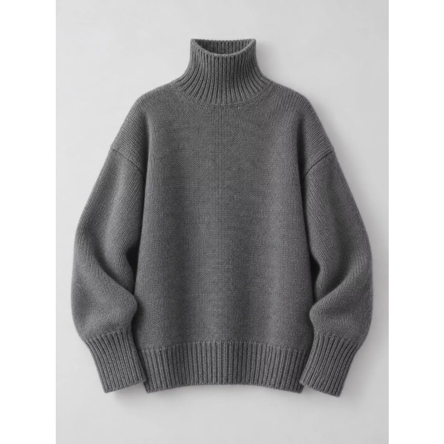 Turtleneck Dropped Shoulder Sweater Apparel and Accessories