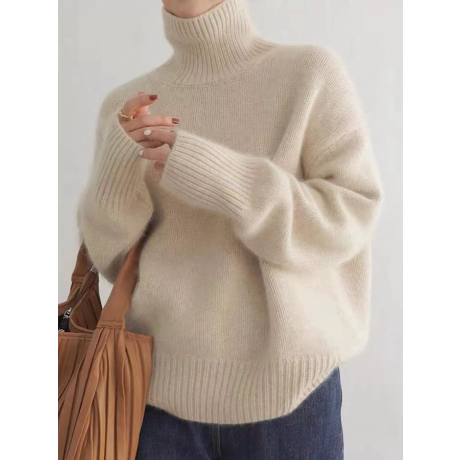 Turtleneck Dropped Shoulder Sweater Apparel and Accessories
