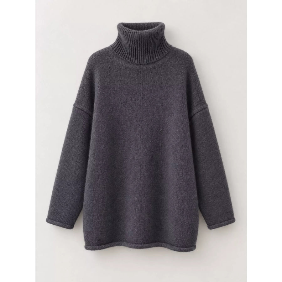 Turtleneck Dropped Shoulder Sweater Apparel and Accessories