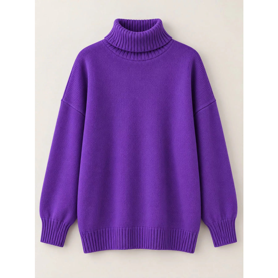 Turtleneck Dropped Shoulder Sweater Apparel and Accessories
