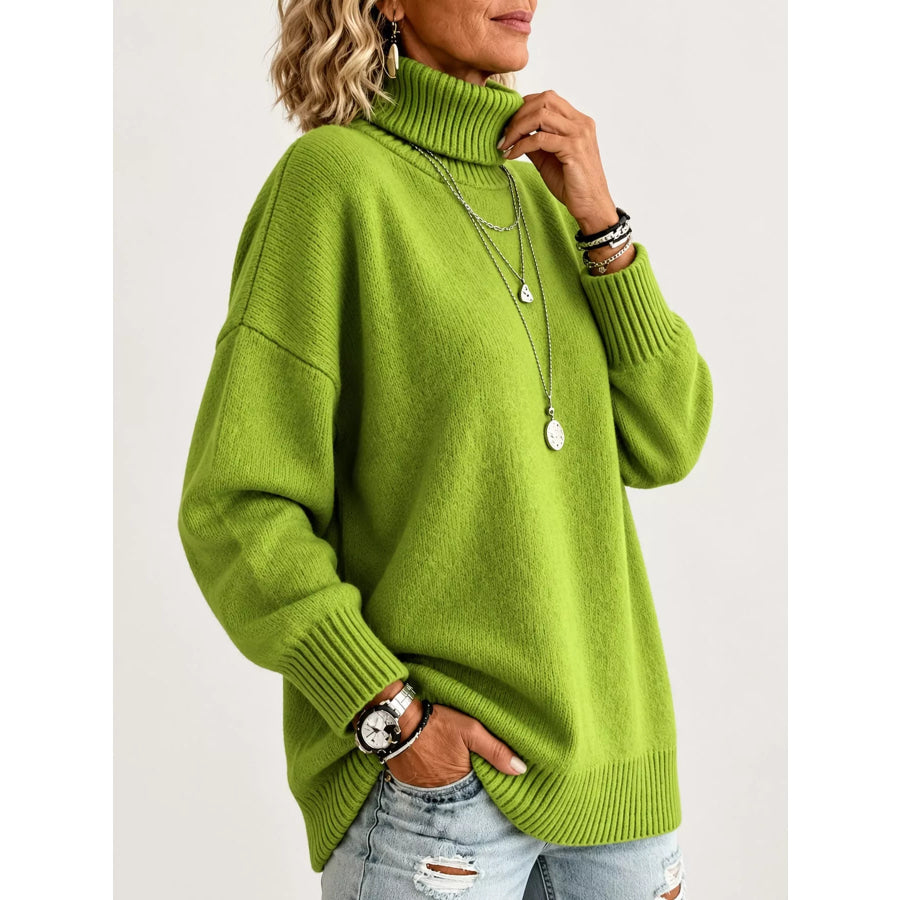 Turtleneck Dropped Shoulder Sweater Apparel and Accessories