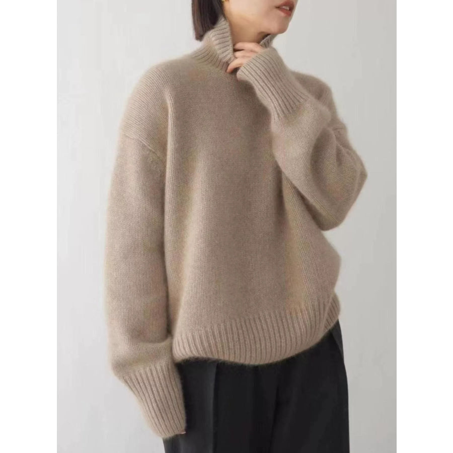Turtleneck Dropped Shoulder Sweater Apparel and Accessories
