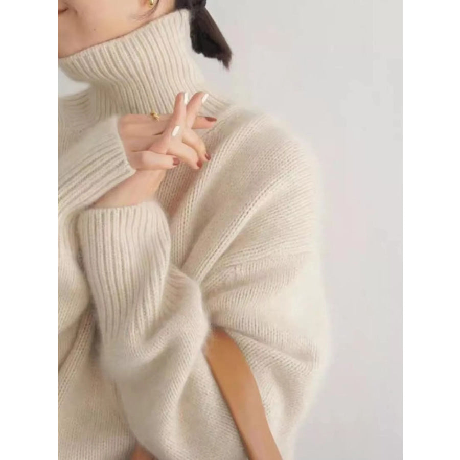 Turtleneck Dropped Shoulder Sweater Apparel and Accessories