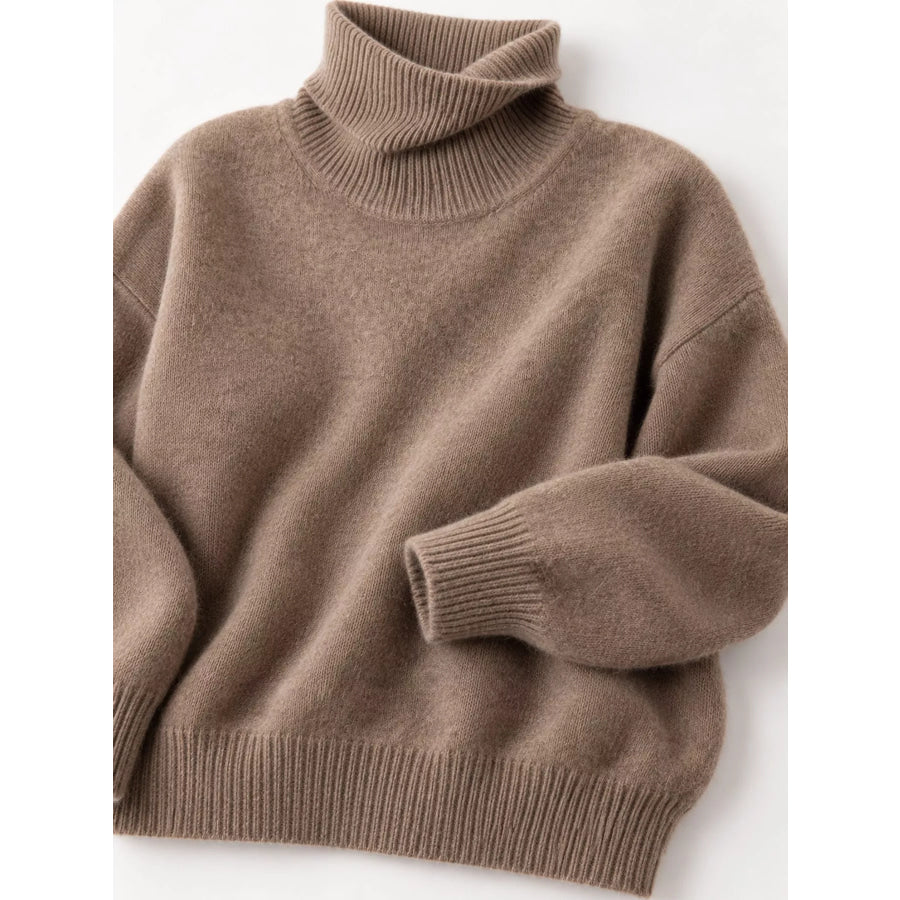 Turtleneck Dropped Shoulder Sweater Apparel and Accessories