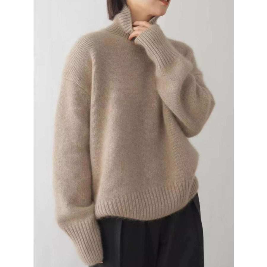Turtleneck Dropped Shoulder Sweater Apparel and Accessories