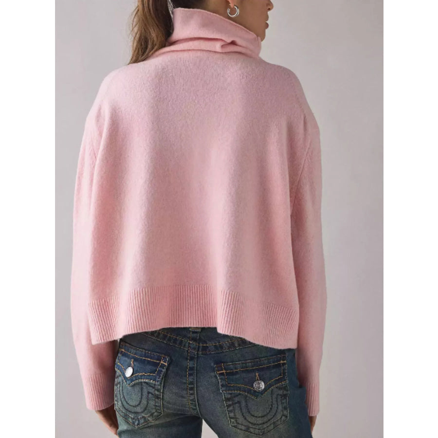 Turtleneck Dropped Shoulder Sweater Apparel and Accessories
