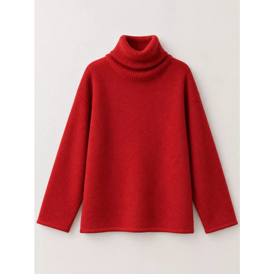 Turtleneck Dropped Shoulder Sweater Apparel and Accessories