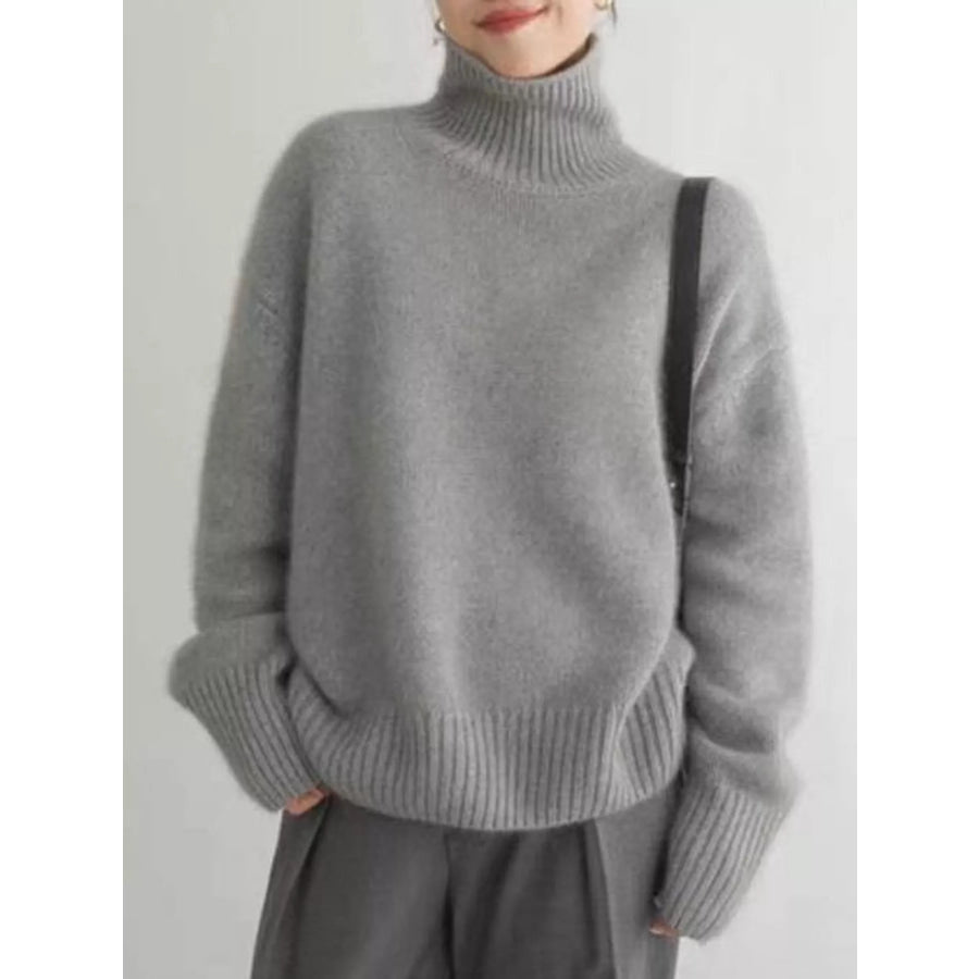 Turtleneck Dropped Shoulder Sweater Apparel and Accessories