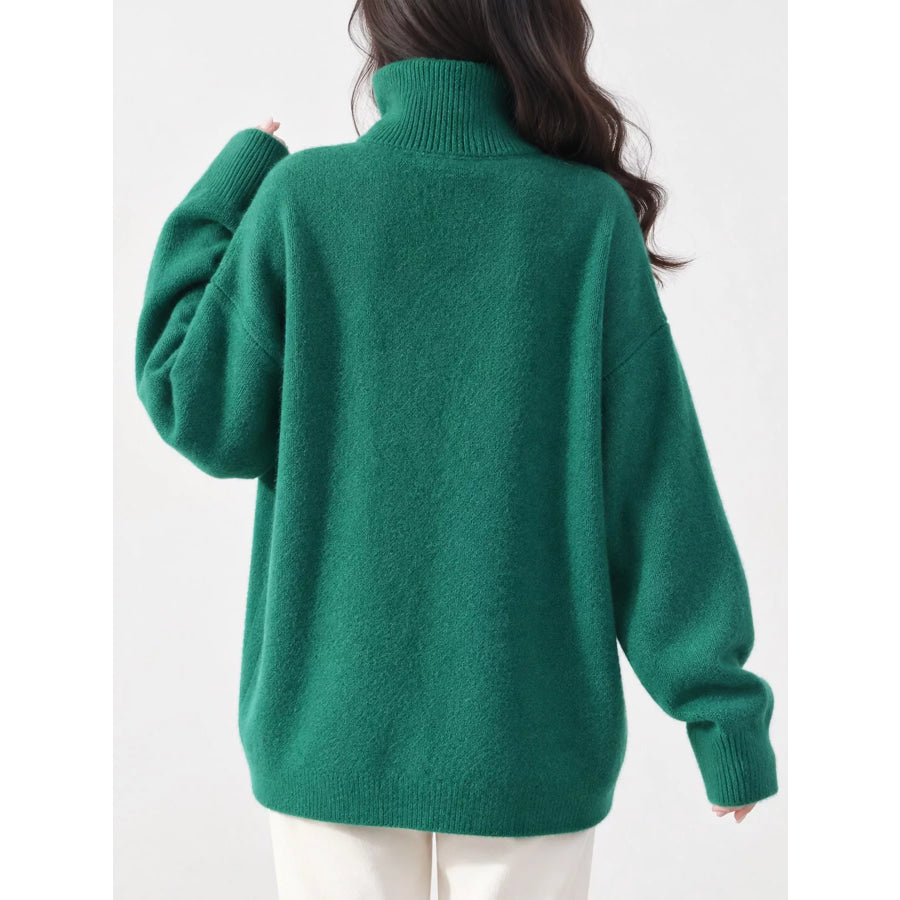 Turtleneck Dropped Shoulder Sweater Apparel and Accessories