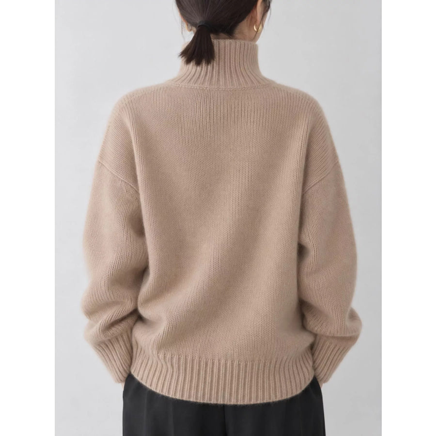 Turtleneck Dropped Shoulder Sweater Apparel and Accessories